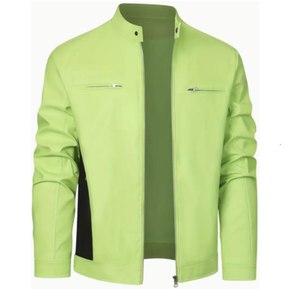 Bright Green Pleather/PU Leather Jacket